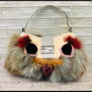 FENDI owl monster fur handbag Baguette